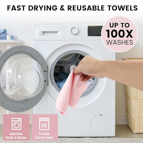 Image of AACHEN Microfiber Reusable,Towel Roll-2000 Times Washable|Soft & Highly Absorbent|Better Alternative to Dishcloth, Kitchen,Roll,Paper Towel|Wipes for Home Cleaning|20 Sheets Pink Colour, Pack of 1