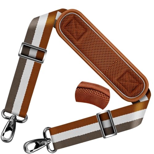 Image of ZINZ Shoulder Strap Universal Bag Strap - 78 inch Ultra-Thick Padded with Dual Balanced Adjustable Buckles for Briefcase, Travel, Sports, Laptop, Crossbody Bag,Stripes-BrWGy