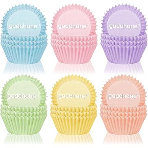 300Pcs godehone Colorful Cupcake Liners Pastel Color Cupcake Wrappers Baking Cup Light Pink Blue Purple Yellow Orange Green Muffin Liners for Bridal Baby Shower Cover