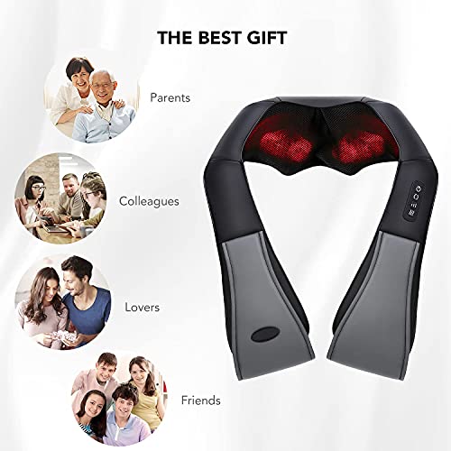 Qcuq Neck And Shoulder Massage, Shiatsu Back Massager With Optional Heat And 3 Intensity Adjustable, 3D Deep Tissue Kneading For Muscle Pain Relief, Office Car Home Use #TOP6