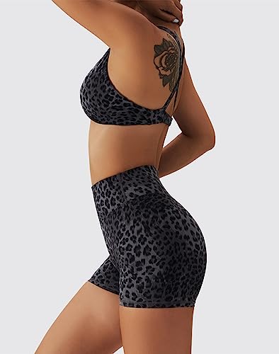 Abociw Workout Sets For Women Buttery Soft Leopard Print Twist Sports Bras Cross Back Yoga Crop Tank Top Scrunch Butt Lifting High Waist Booty Shorts 2 Piece Gym Clothes Black Small #TOP3