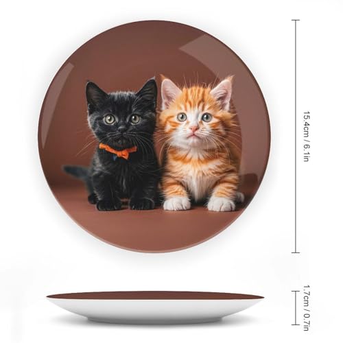 Plato decorativo de porcelana con gato blanco 6 pulgadas miniatura 2