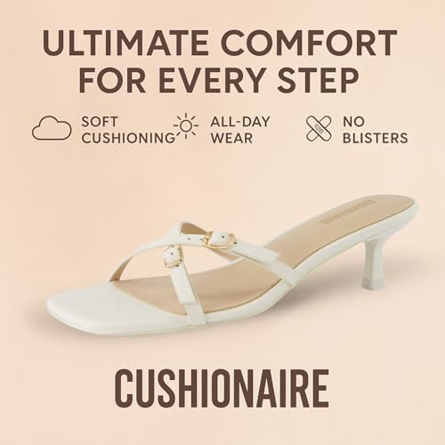 CUSHIONAIRE Women's Milan Kitten Heel Sandals +Memory Foam, Wide Widths Available3