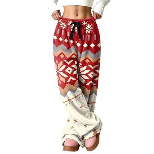 Wide Leg Pants Woman Relaxed Christmas Print Flannel Pajamas Bottom - image 5