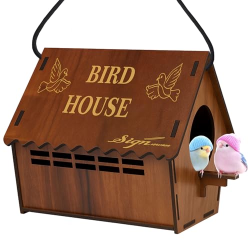 Image of Signamio Bird House - Elegant Wooden Bird Nest with Exhaust Window for Outdoor Hanging, Durable Birds Nest Shelter, Weather-Resistant Design, Ideal for Garden or Patio Decoration - Big Size