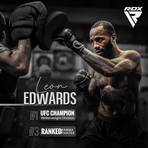 RDX Handpratzen Boxen MMA Kampfsport Training, Maya Hide Leder, Schwarz Boxpads Schlagpolster Kickboxen Boxpratzen, Handschlagpolster Trainerpratzen Boxing Pad, Schlagkissen Muay Thai Taekwondo Karate