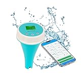 Kactoily Floating Smart Swimming Pool Water Quality Tester 6 in 1 PH/EC/TDS/ORP/Temp APP Digital Display Residual Chlorine Water Tester Pen for Swimming Pool