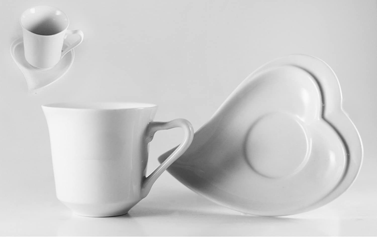 Wedding White Heart Shaped Rim Tea/Coffee Set of 12