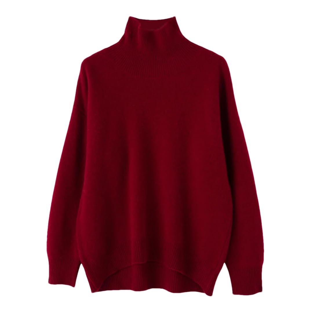 Maglione da donna a collo alto in misto lana tinta unita pullover con risvolto alto maglione casual sciolto maglia spessa top