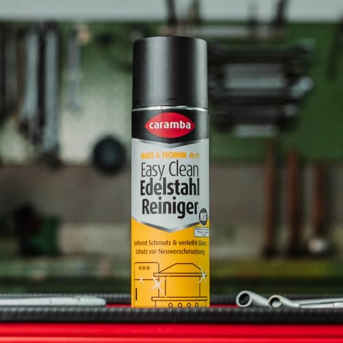 Caramba Easy Clean Edelstahl Reiniger, Reinigungs- und Pflegespray für Metalloberflächen, für Küche, Grill und Werkstatt, Löst Fett, Kalk und mehr, 250 ml