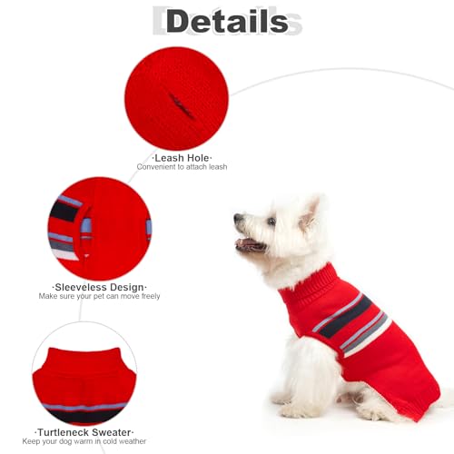 Image of PAWCHIE Dog Sweater - Warm Turtleneck Coat for Medium to Large Dogs, Stretchy Knitted Outfit for Girls & Boys, Red