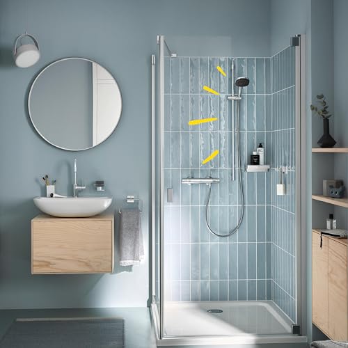 GROHE Vitalio 110, Duschset wassersparend, 8l pro Min (Duschstangenset mit: Duschkopf 3 Strahlarten, 1,75m Schlauch, Duschstange 90cm, zum Kleben oder Bohren, ohne Kleber), eckig, chrom, 26932001