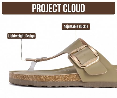 Image of Project Cloud Womens Sandals 100% Genuine Leather Thong Sandals for Women - Memory Foam Insole Women Sandals - Non-Slip Flip Flops for Women - Lightweight Sandals Women Footwear 2026