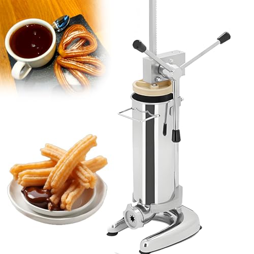 Máquina Vertical de Elaboración de Churros, Fabricante de Churros Comercial y Churrera Manual, Capacidad 2L/3L con 5 Moldes, Diseño Resistente Ideal para Relleno y Preparación de Bocadillos 2L