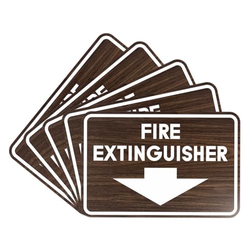 Image of Signs ByLITA Classic Framed Fire Extinguisher (Walnut) - Medium 5 Pack