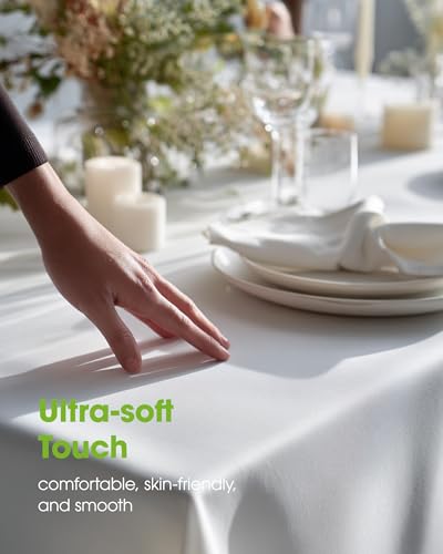 Pureegg Rectangle Table Cloth 60" x 84" – Durable Polyester Tablecloth Offers Reusable & Washable Protection, Ideal for Outdoor Party, Picnic, Wedding, Banquet and Birthday, 1 Pack, White - Image 6