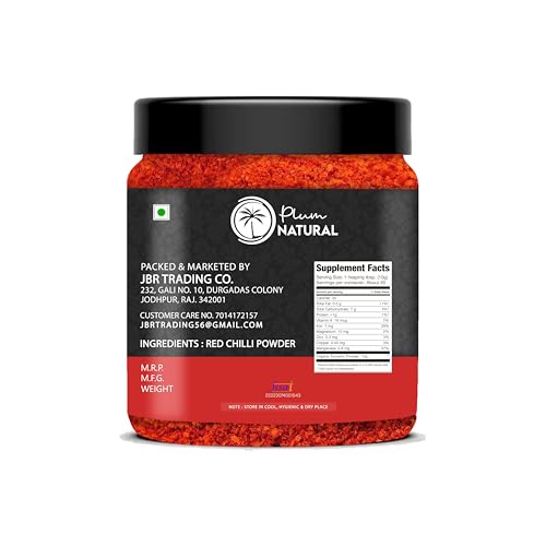 Image of Plum NATURAL Premium Red Chilli Powder | Lal Mirch Powder | Red Pepper Powder | Red Paprika Powder (200 g)