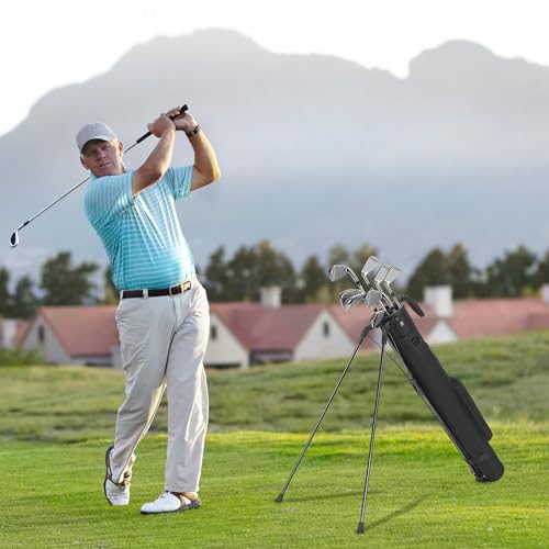 FREEAMG Golf Stand Bag, Golftasche mit Ständer, Golf Stand Tragetasche mit Riemen, Tragbare Golftasche Geeignet für Driving Range, Par 3 und Executive Plätze, 120CM Hoch, Schwarz
