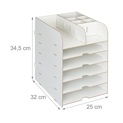 Relaxdays Desk Organiser, 12 Compartments, Letter Tray, Office Document Tray, A4 Format, HWD: 34.5 x 25 x 32 cm, White - Image 4