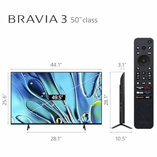 Sony 50-Inch Class 4K Ultra HD BRAVIA 3 LED Smart TV with Google TV, Dolby Vision HDR, and Exclusive Features for PlayStation®5 (K-50S30)