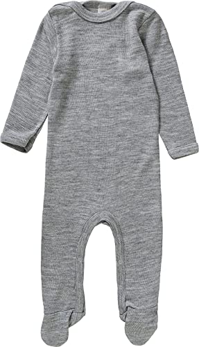 Grenouillère laine et soie bébé pyjama chaud gris clair 86/92 cm