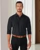 J.VER Oxford Shirts for Men Fashion Long Sleeve Non Iron Regular Fit Smart Casual Work Business Wedding Dress Shirt with Pocket Black XL #2
