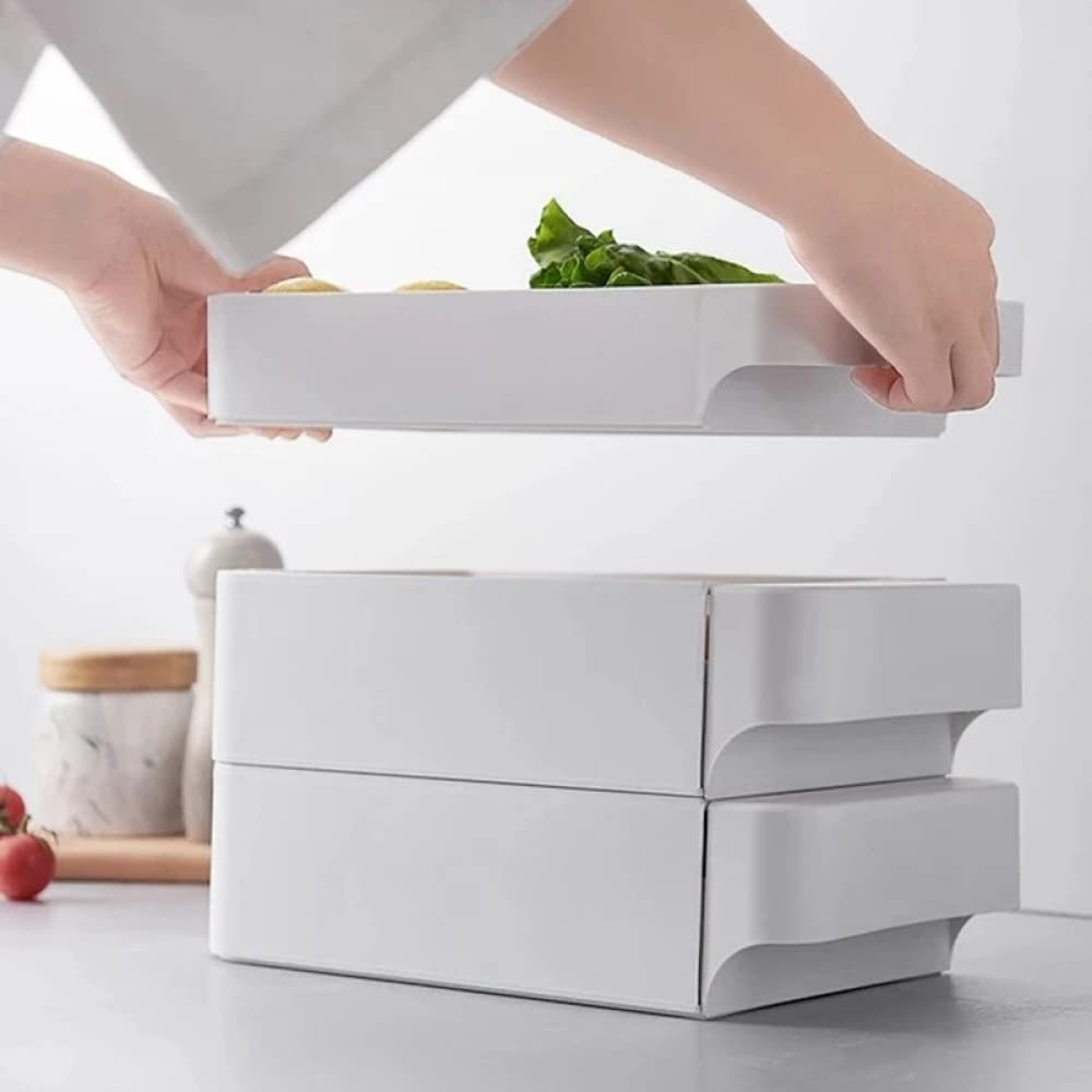Bandeja de plástico para huevos, Caja de almacenamiento huevos plástico tipo cajón apilable tres capas for refrigerador varios tamaños