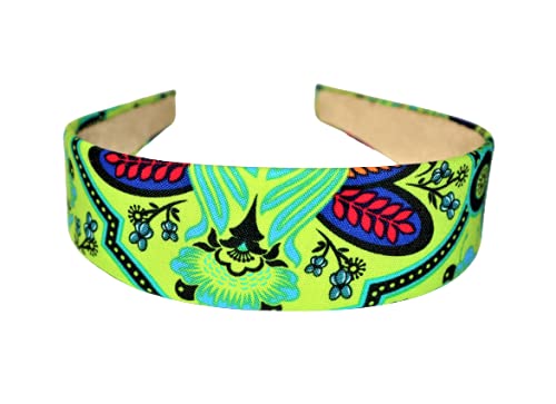 Gifts And Beads| Hibiscus In Green Background,1 Headband, Hair Bands, Gifts For Women, Headband For Girls, Wide Headband, Handmade In Usa, Wide Hair Band, Flowers Printed Cotton Fabric,Wrapped Plastic Base, Fashion Headbands And Headwrap For Women And Girls, Diademas Para Mujeres Y Ninas. #TOP5