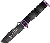 MTech USA MT-A820 Series Ballistic Sping Assist Knife, Black Half-Serrated Blade, 5-Inch Closed