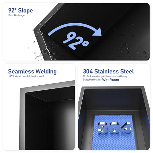 Skelang Shower Niche 304 Stainless Steel, 30×15cm Shower Recessed Shelf, Insert Bathroom Storage For Shampoo, Soap, Toiletries