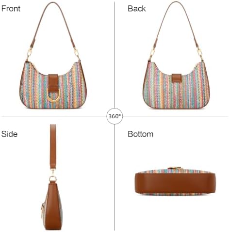 KKXIU Small Shoulder Bag for Women - Women's Handbags Small Purses for Women Trendy Vegan Leather Purse with Removable Strap (StrawRainBow) — view 6