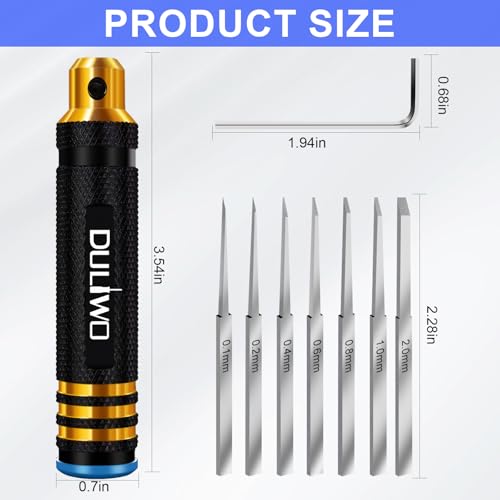 Image of Model Scriber with 7 Blades for Modeling Hobby Resin GK Carved Scribe line Cutting Tool Chisel (Black)