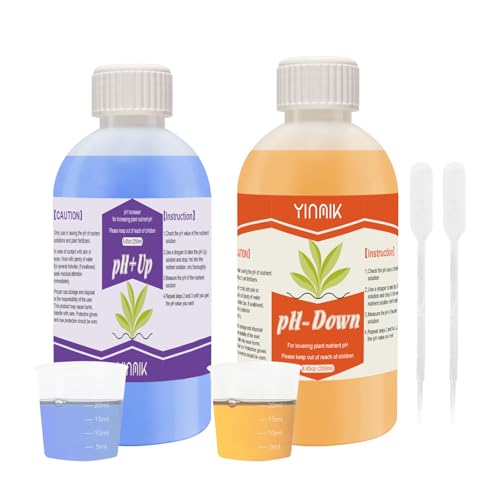 pH Regulator für Hydrokultur pH Up and pH Down Liquid pH Regulatorflüssigkeit zur Senkung oder Erhöhung des pH Werts 250 ml Premium-Puffer geeignet für alle Hydrokultursysteme (Erde und Wasser)