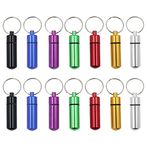 Modixun Mini-Taschen-Pillendose, Schlüsselanhänger, 7 Farben, wasserdicht, Aluminiumlegierung, klein, tragbar, Reise-Pillendose, Metall, Pillenhalter, Vitaminbehälter, Organizer, Mini Cover