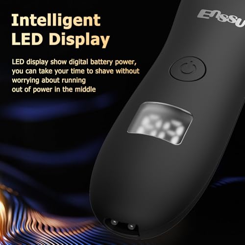 Image of ENSSU Body Hair Trimmer for Men with Light, IPX7 Waterproof Ball Pubic Groin Hair Trimmer for Men with Ceramic Blade, Rechargeable Body Groomer for Man with Charing Dock& LED Display,Black