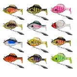 Multiple Pre-Rigged Jig Head Soft Fishing Lures, 2025 New Bluegill Swim Lure, Multi-Color Metal Propeller Lures for Lake Fishing, Sequin Pre-Rigged Jig Head Paddle Tail (12, 10, Grams)