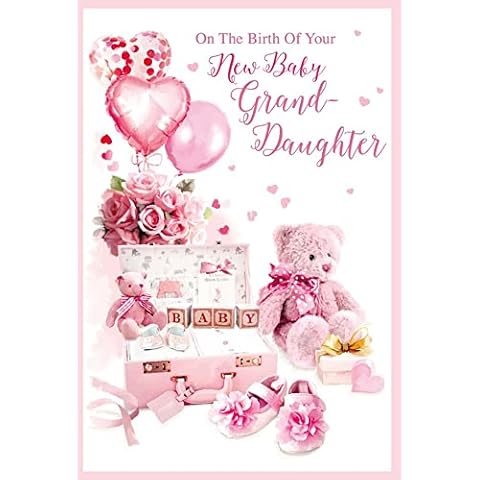 New Baby Granddaughter Card with Glitter Cover
