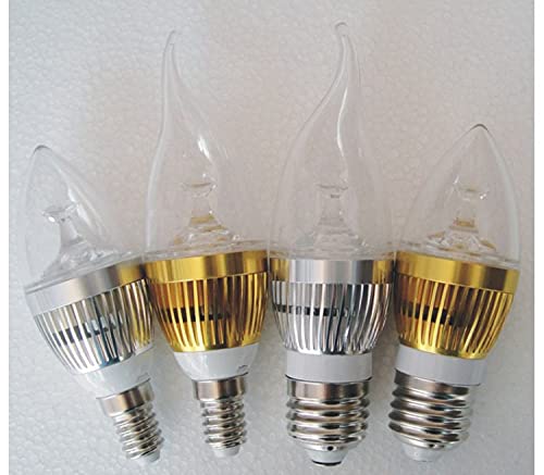 Fengyan Bombillas Domésticas 10 unids LED lámpara 3W 5W LED Luz de Vela E14 E27 Base 3pcs Leds AC 110V 220 240V Bombilla de Cristal cálido Frío Blanco Foco (Color : Warm White, Talla : 5w)