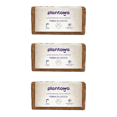 PLANTAWA Fibra di cocco 3 x 10 l, substrato di cocco, fibra di cocco naturale, uso orto urbano