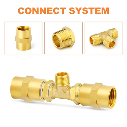 Image of GASHER 2PCS Brass Male Tee Pipe Fitting T Adapter, 3 Way Brass Fitting 1 /2 inch x 1 /2 inch x 1 /2 inch NPT T Fitting