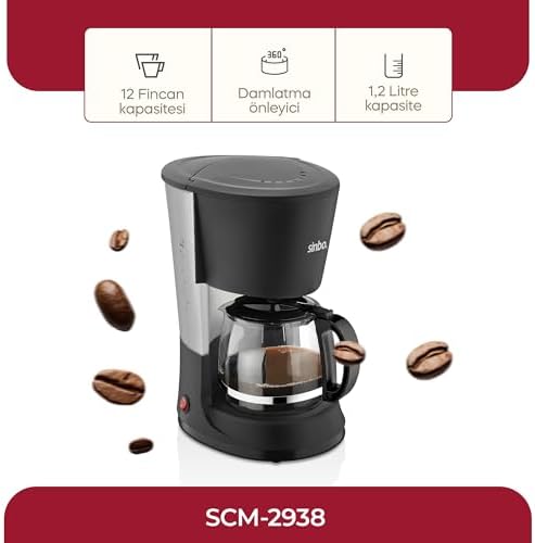 Sinbo SCM-2938 Filtre Kahve Makinesi 12 Fincan / 1.2 Litre Kapasite, Termostatlı ve Damlatmaz Özellikli - Görsel 2