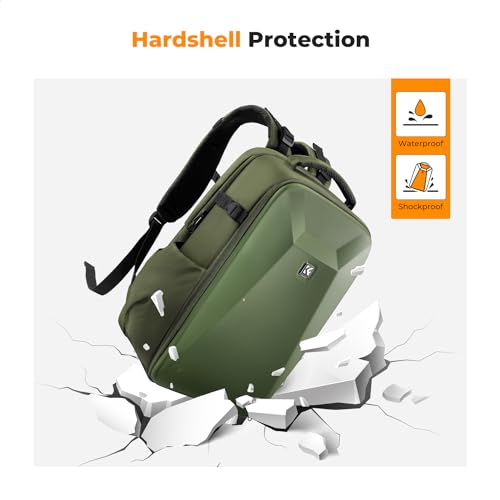 K&F CONCEPT Mochila para cámara Bolsa Impermeable a Prueba de Golpes con Compartimento para portátil de 16" Funda rígida para cámara DSLR/SLR/Mirrorless (Verde) - imagen 5