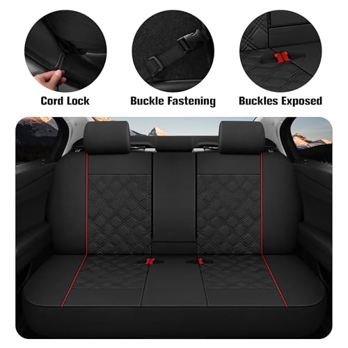 Image of YGL Luxury PU Leather Car Seat Covers Full Set, Non-Slip Seat Cover Protectors, Universal Fit for Cars, Trucks, SUVs, Vans, Pickups, Airbag Compatible, Seat Covers for Car Interior (Black /Red)