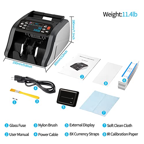 Aneken N60 Mixed Denomination Money Counter Machine, Value Counting, Uv/Mg/Ir/Dd Counterfeit Detection, 3.5" Tft Display Cash Counting Machine, Printer Enabled Bill Counter For Business #TOP5