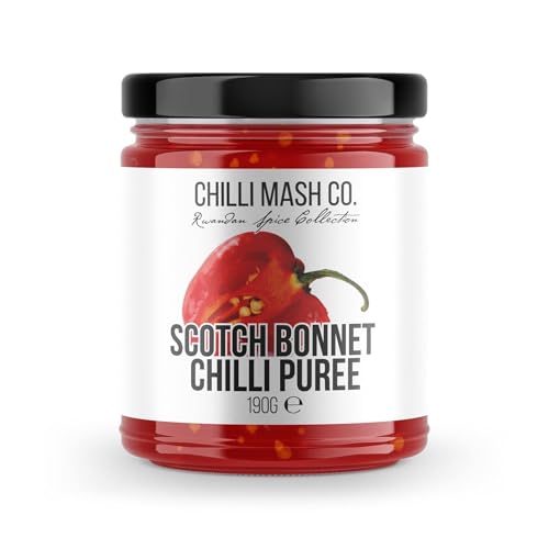 Scotch Bonnet Chilli Puree 190g - Chilli Mash Co - Vegan, Very Hot and Spicy Paste for Cooking Made with Scotch Bonnet Chillies