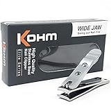 Kohm WHS-440L Heavy Duty, Curved Blade, Wide Jaw Toenail Clippers for Thick Nails, Large Nail Clippe