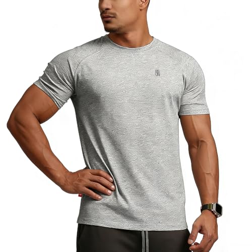 Image of Casual Short Sleeve Crew Neck Classic Wicking Breathable Fitness Muscle Athletic T Shirts Mens