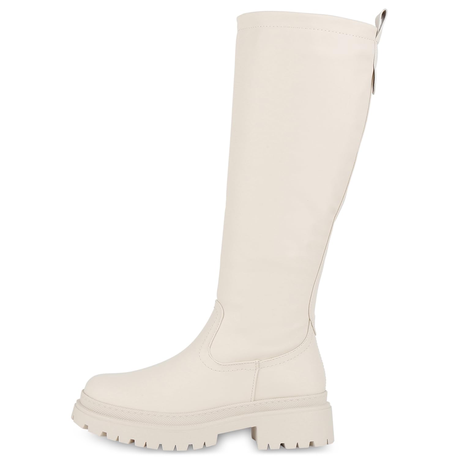 VAN HILL Damen Plateaustiefel Blockabsatz Plateau Vorne Trendy Schuhe 840614 213379 Beige 39