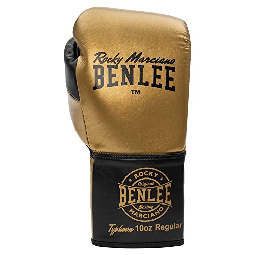 Gants de boxe en cuir BENLEE Typhoon doré noir 08 oz équipement de frappe et entraînement