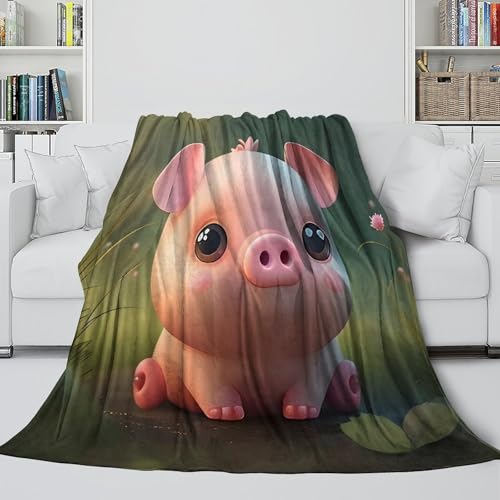 Couverture plaid chaud microfibre 180x200cm mignon piglet dessin animé - 6